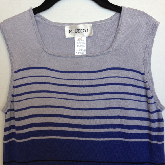 *3/$15* Studio I Indigo Silk Sleeveless Sweater - Picture 4 of 4